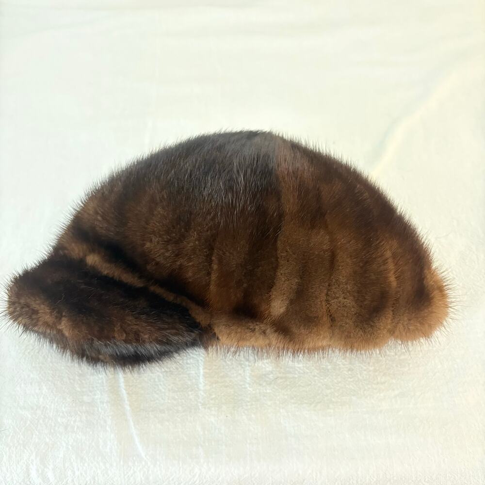Vintage Genuine Mink Fur Hat Dark Brown Mahogany Cloche Pill Box Unbranded OS - Picture 13 of 13